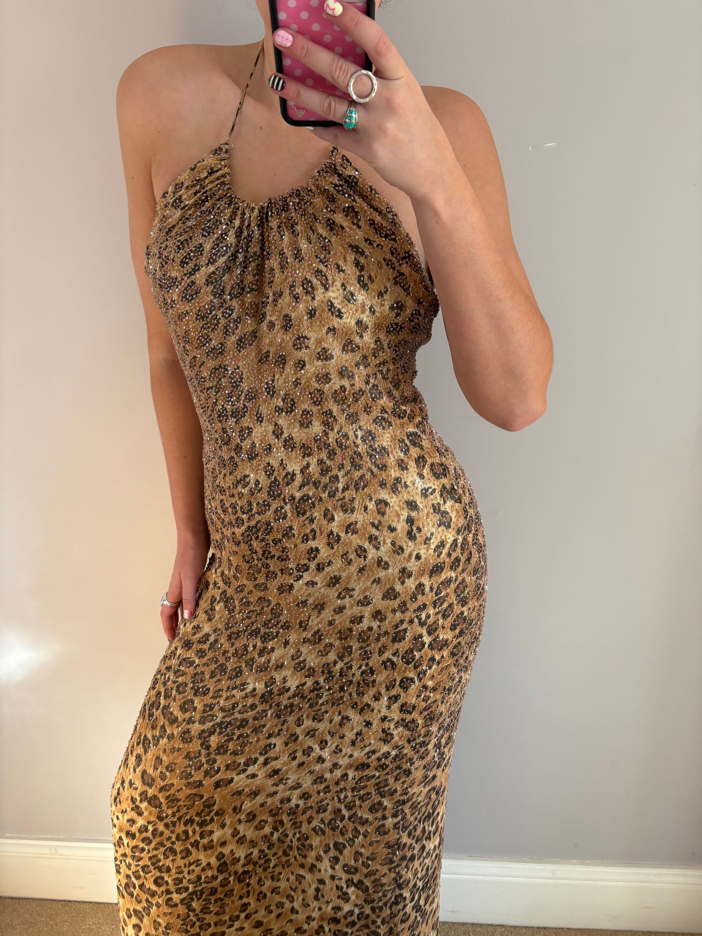 leopard sequin dress