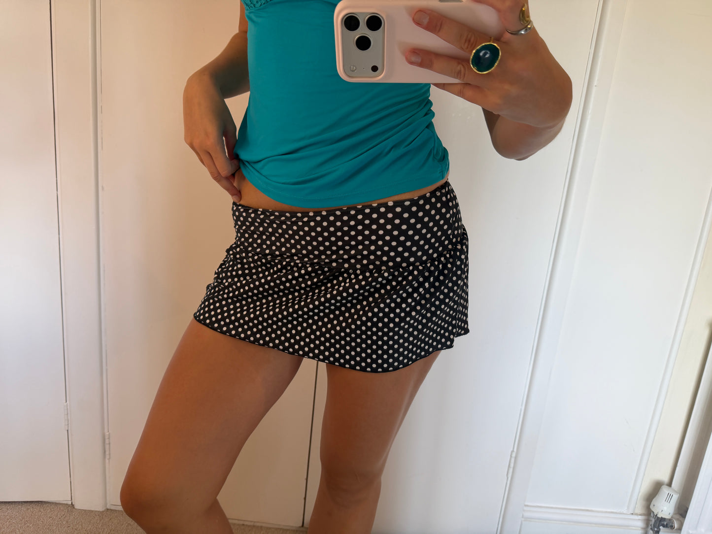 polka mini skirt