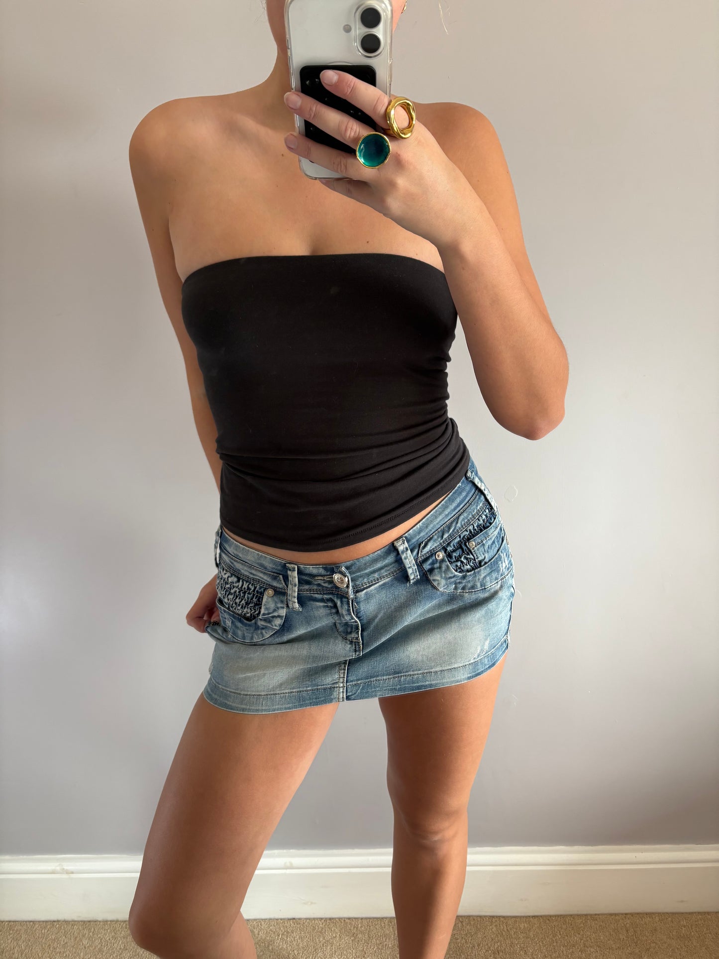 denim mini skirt
