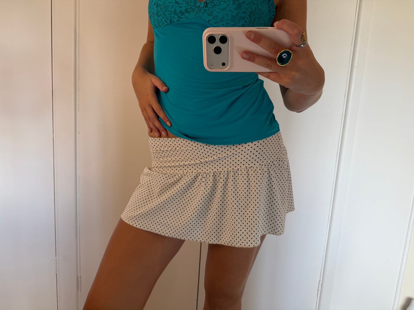 polka dot mini skirt