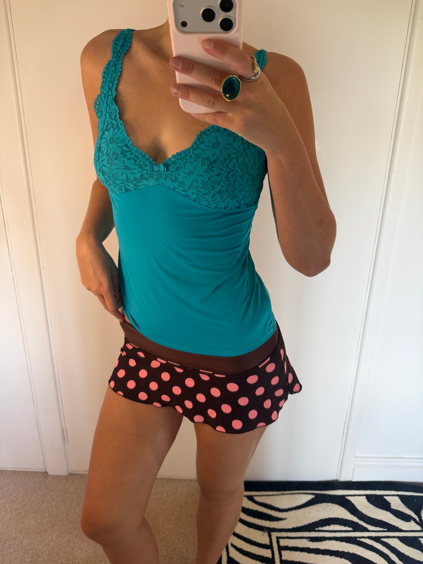 polka mini skirt