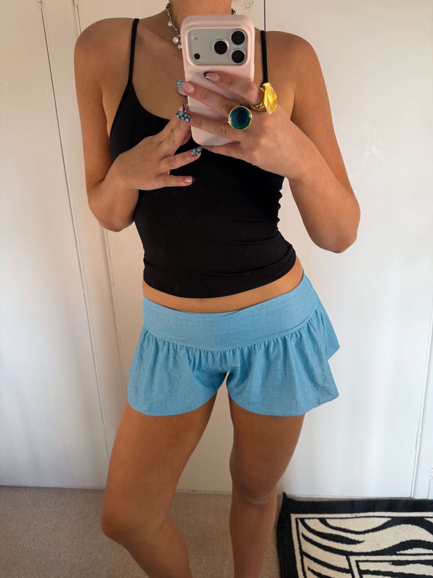 blue mini shorts