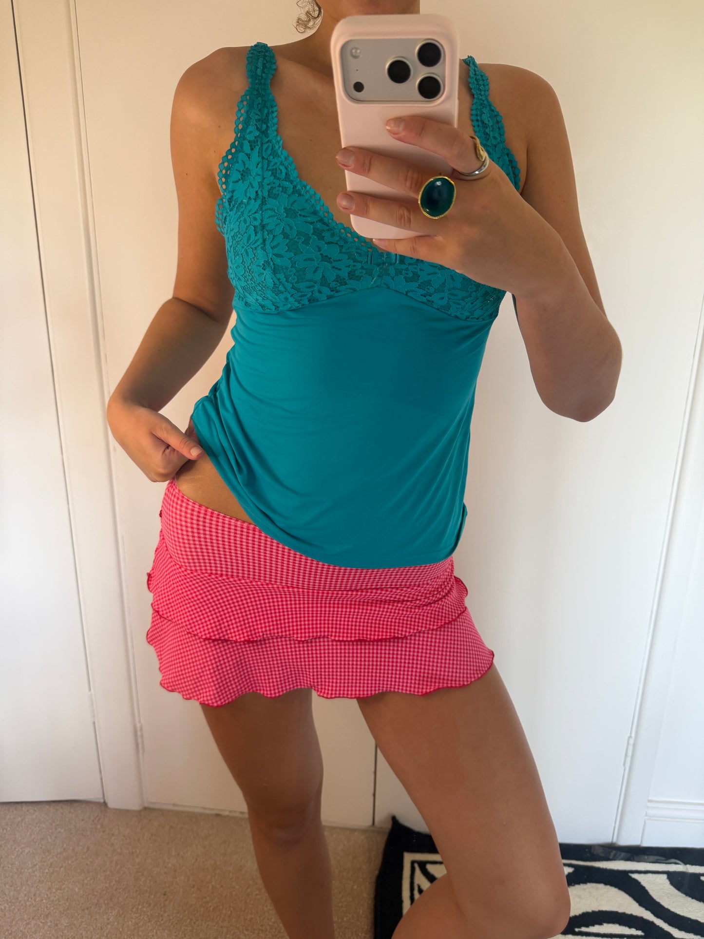 pink mini skirt