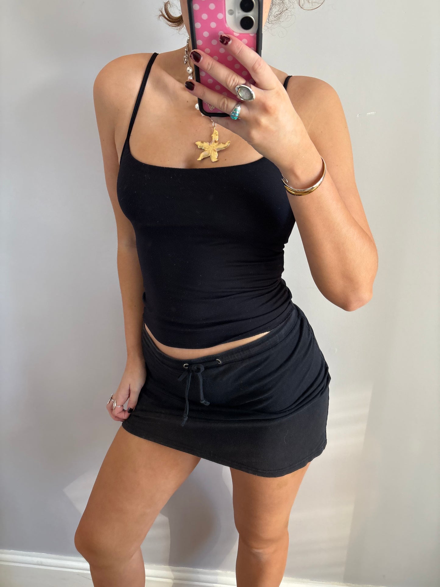 black mini skirt