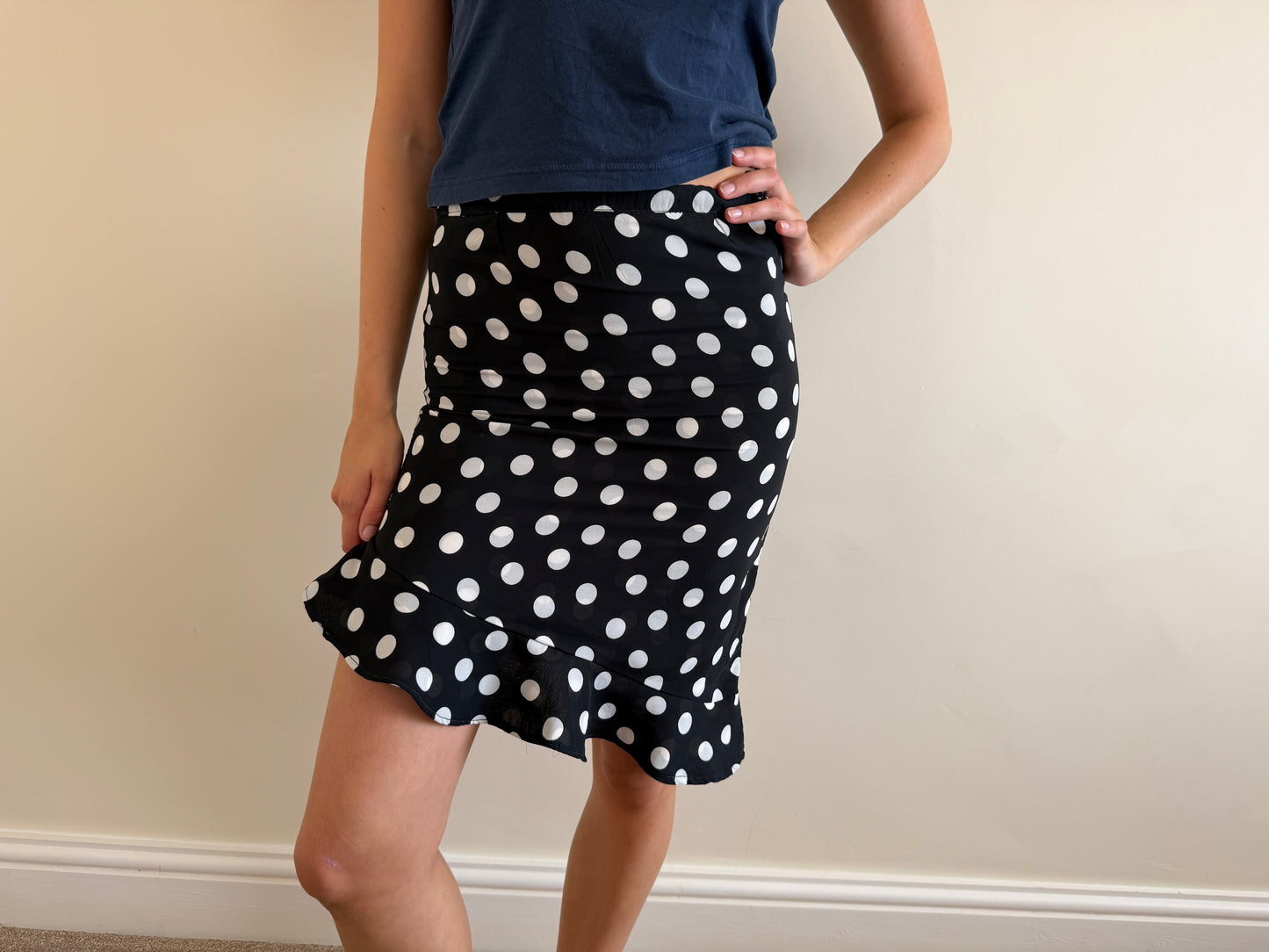 polka midi skirt