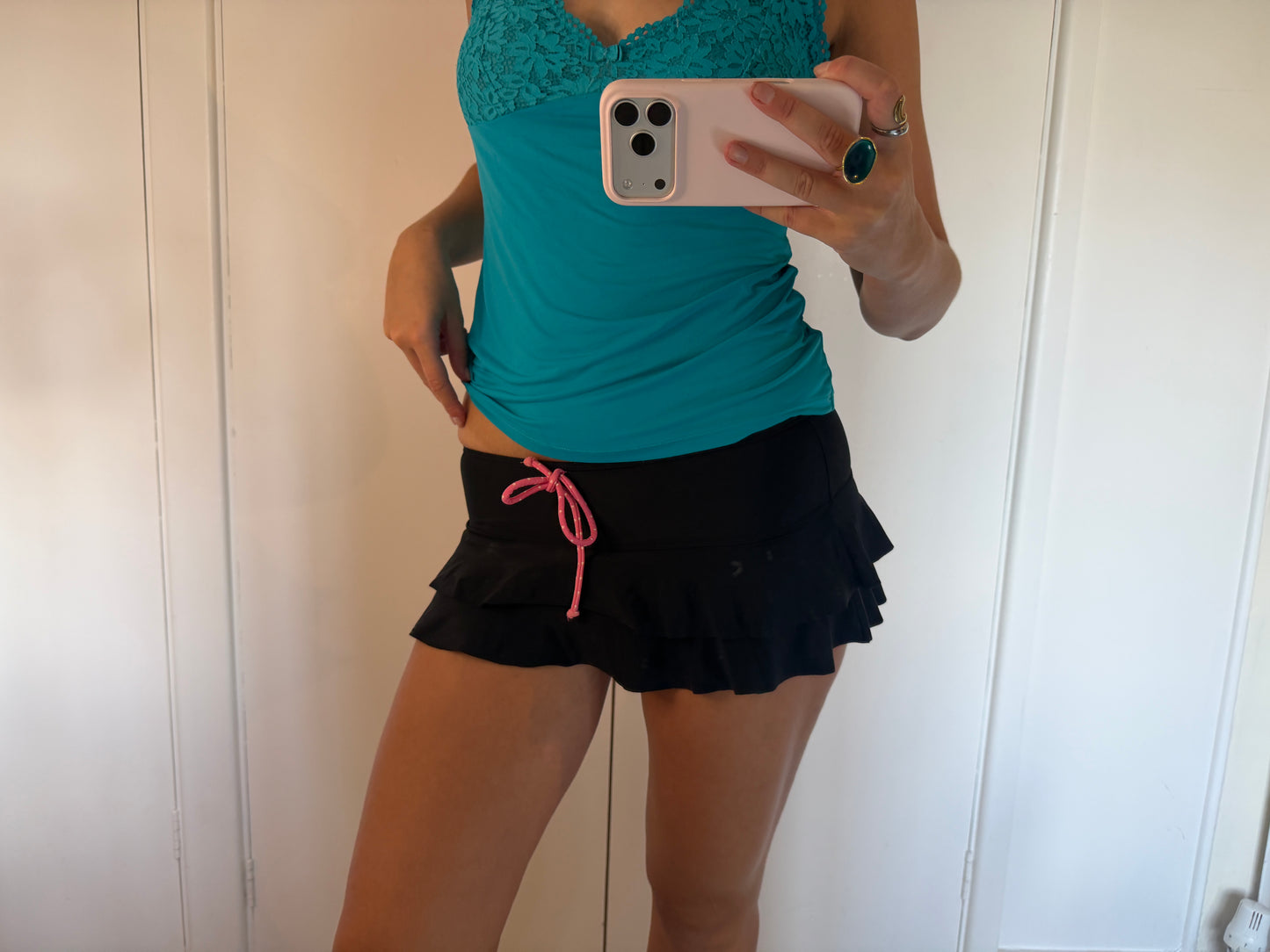 black mini skirt