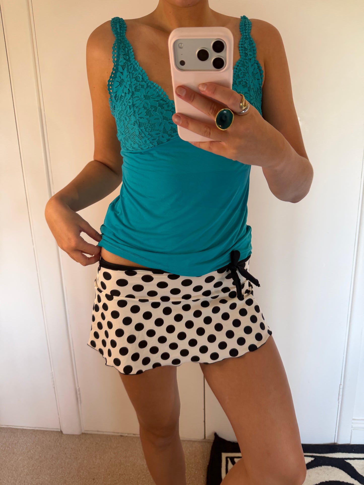 polka mini skirt