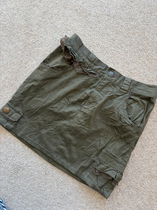 khaki mini skirt