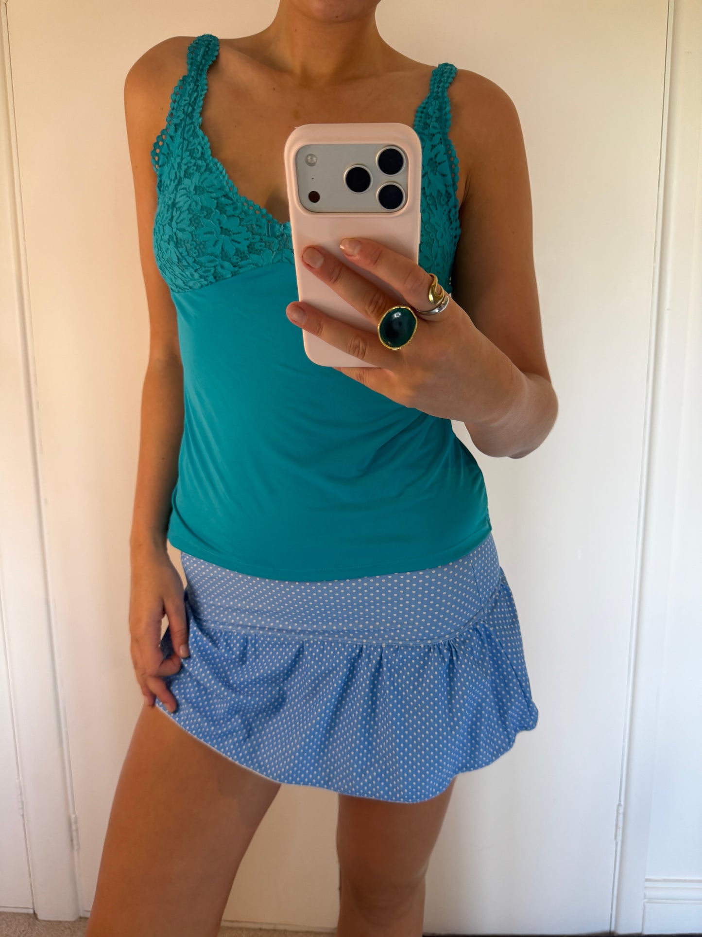 polka mini skirt
