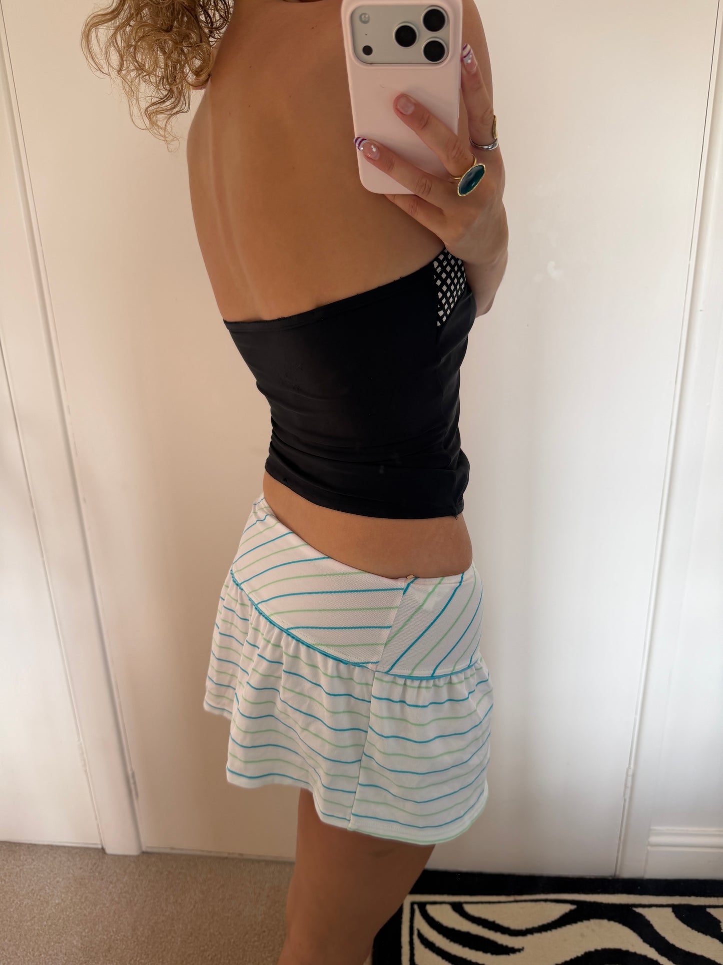 striped mini skirt