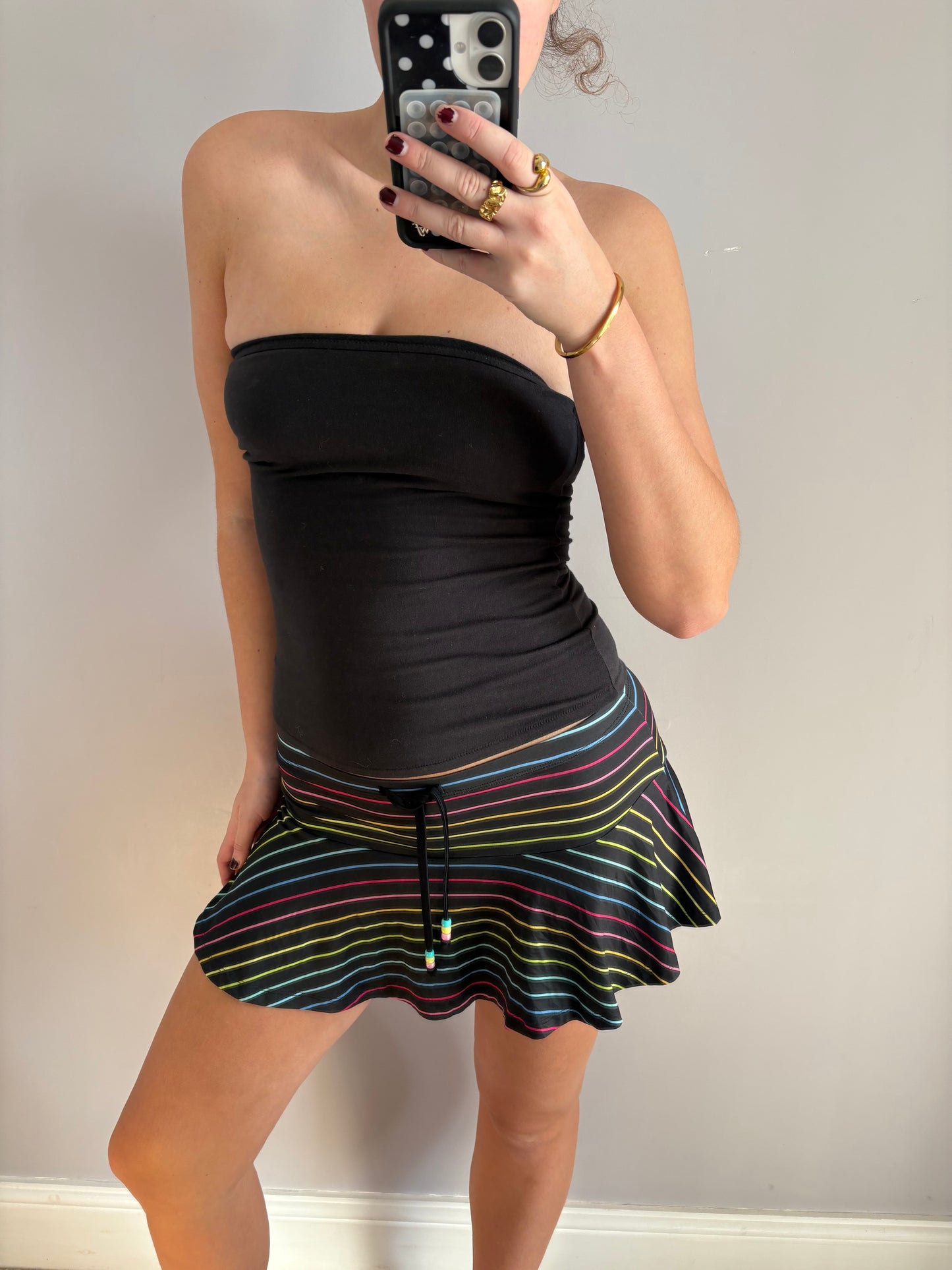 striped mini skirt
