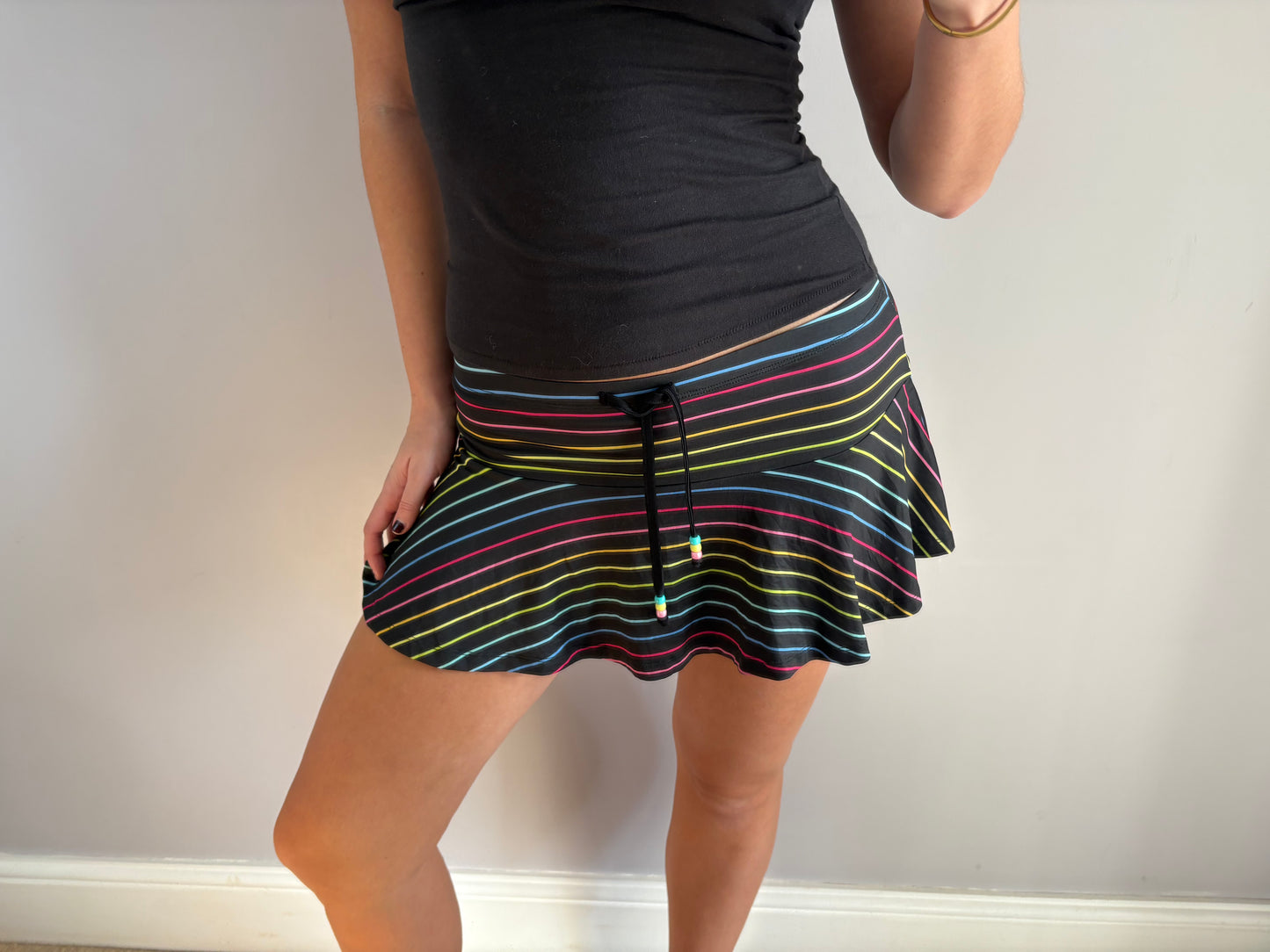 striped mini skirt