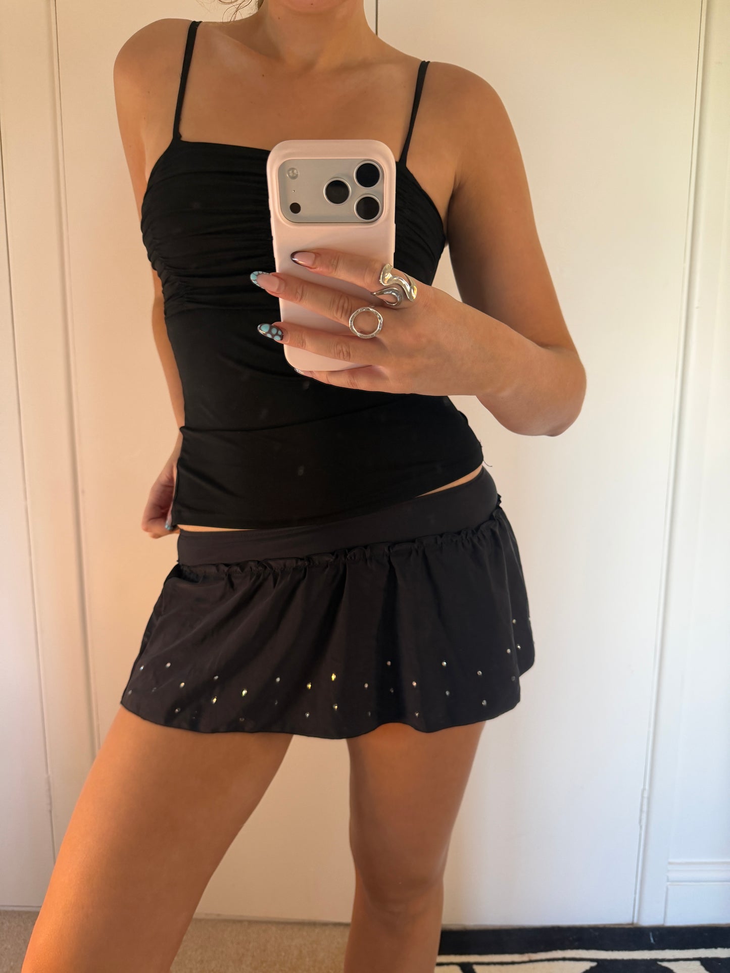 rhinestone mini skirt