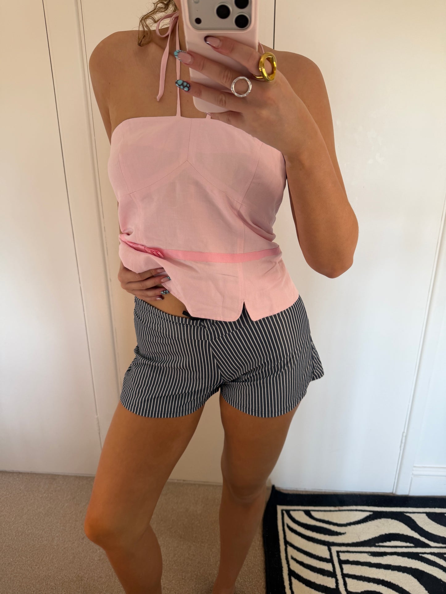 striped mini shorts