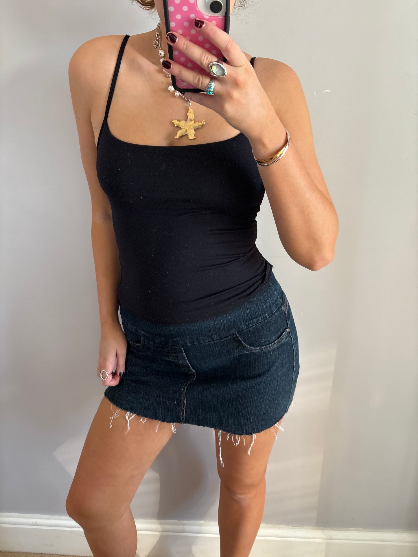 denim mini skirt