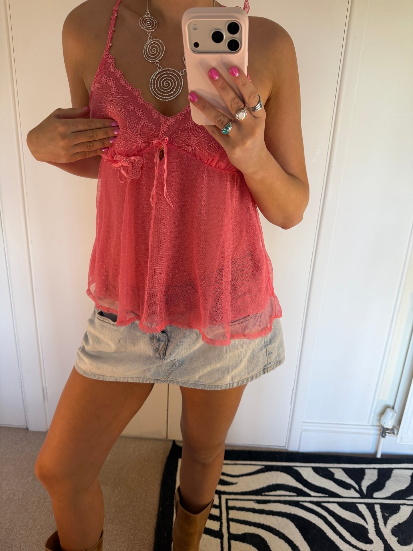 pink laced cami