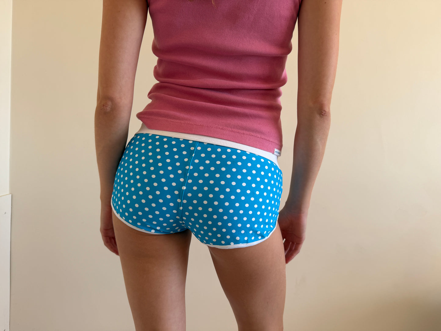polka dot mini swim shorts