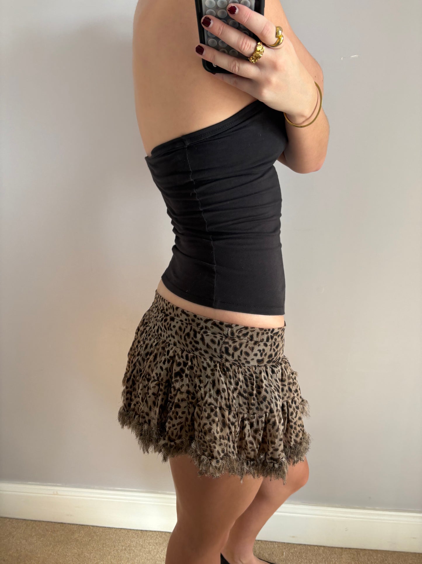 leopard mini skirt