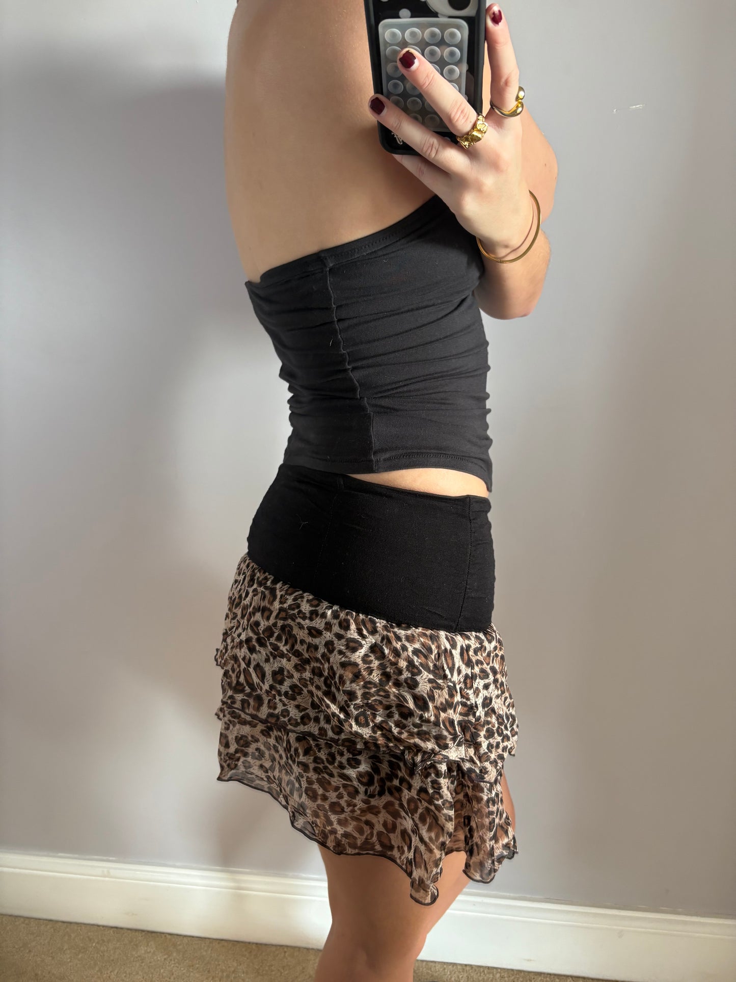 leopard mini skirt