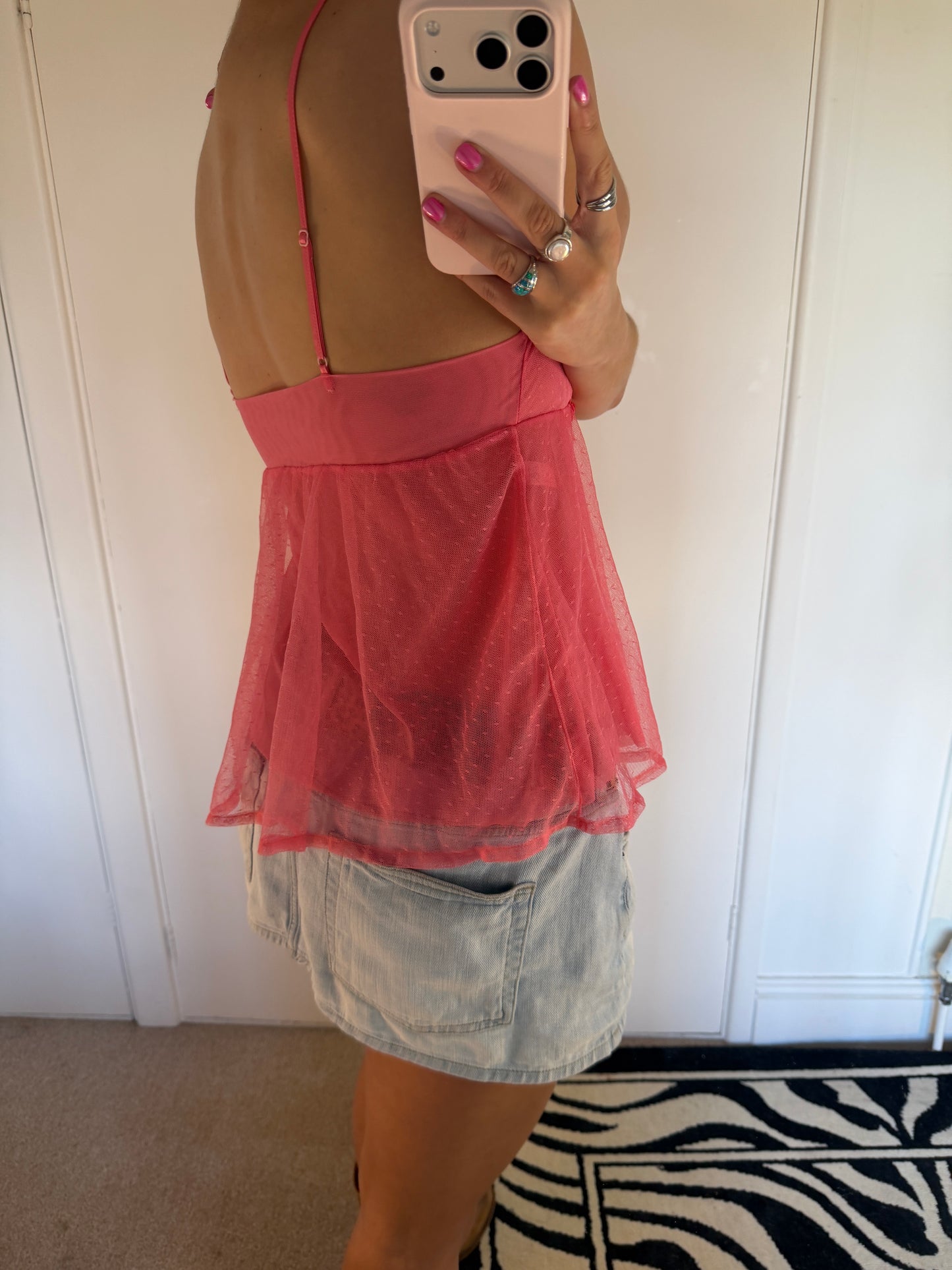 pink laced cami