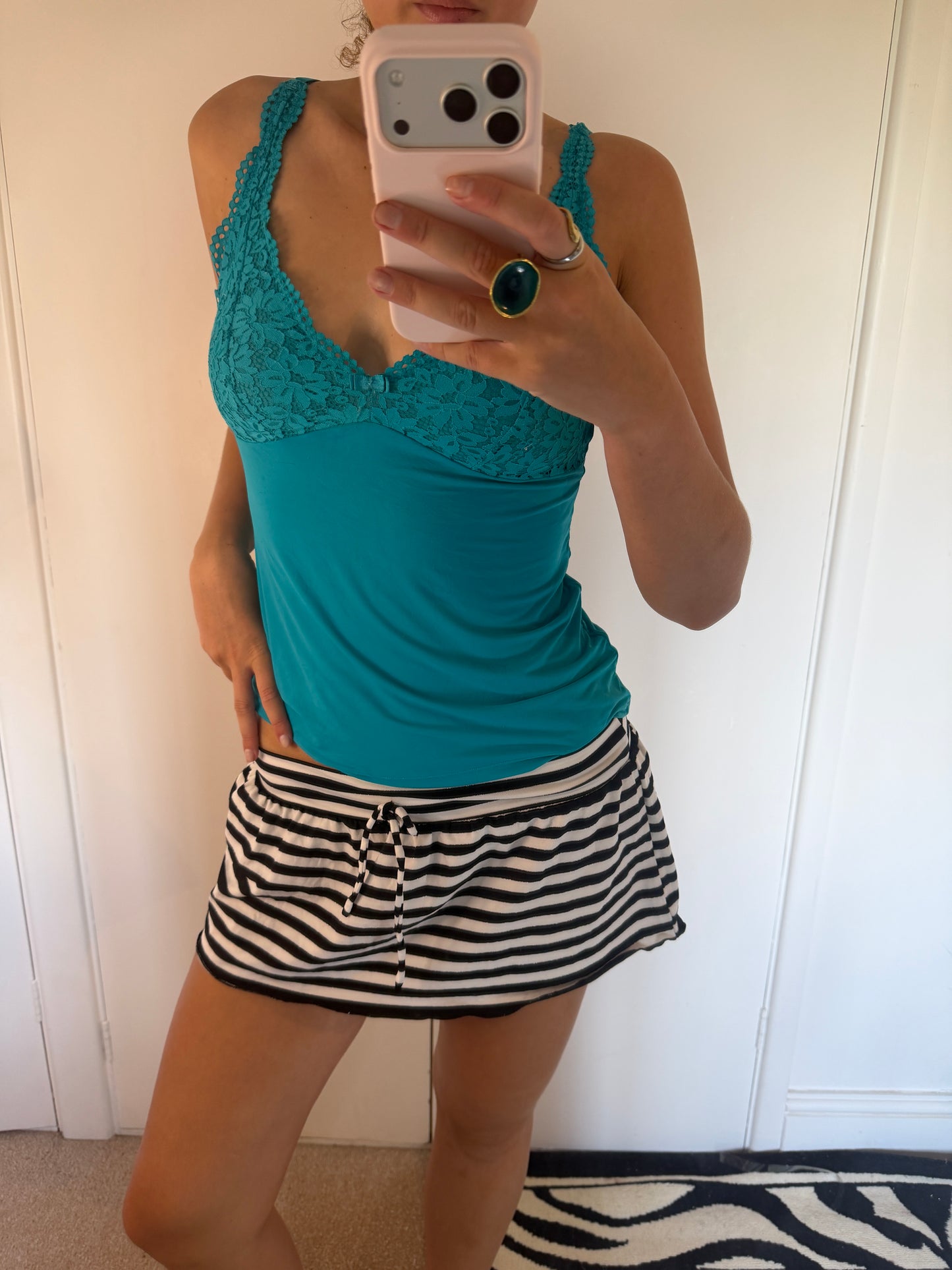 striped mini skirt