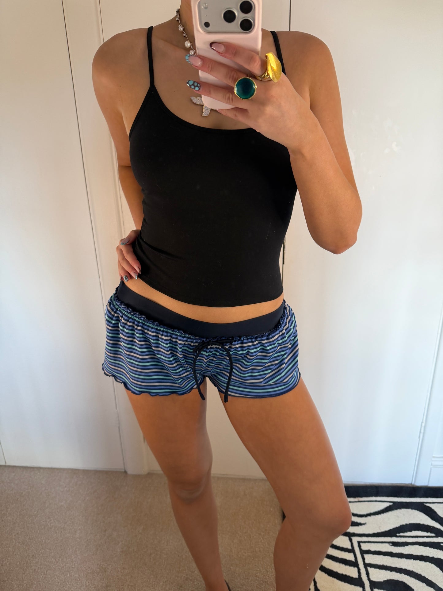 striped mini shorts