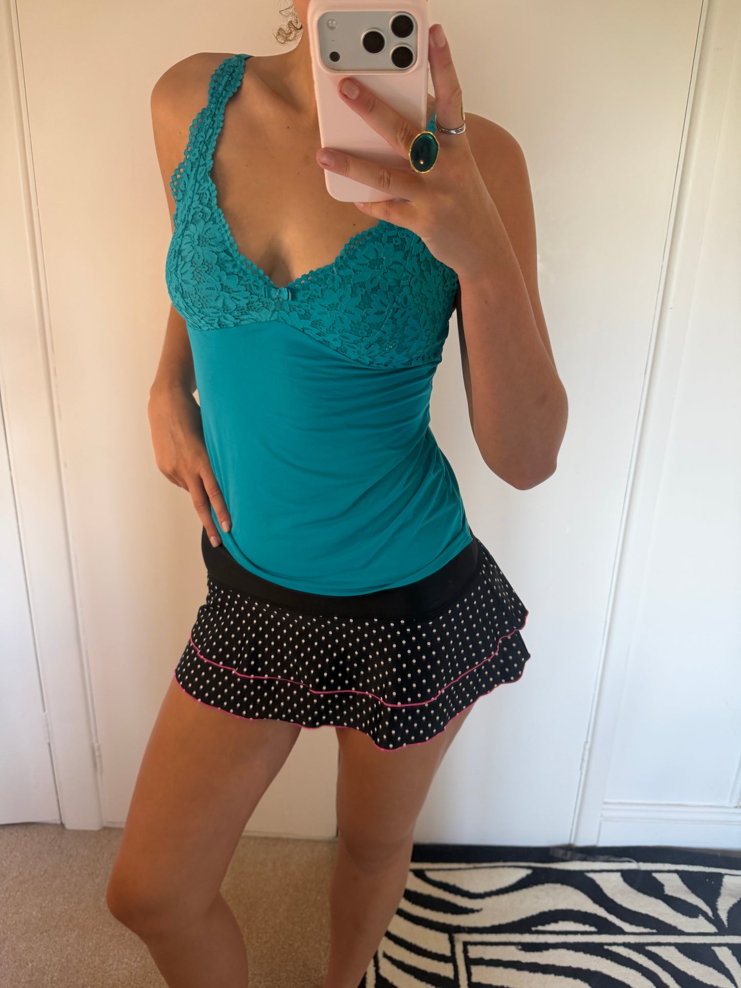 polka dot mini skirt