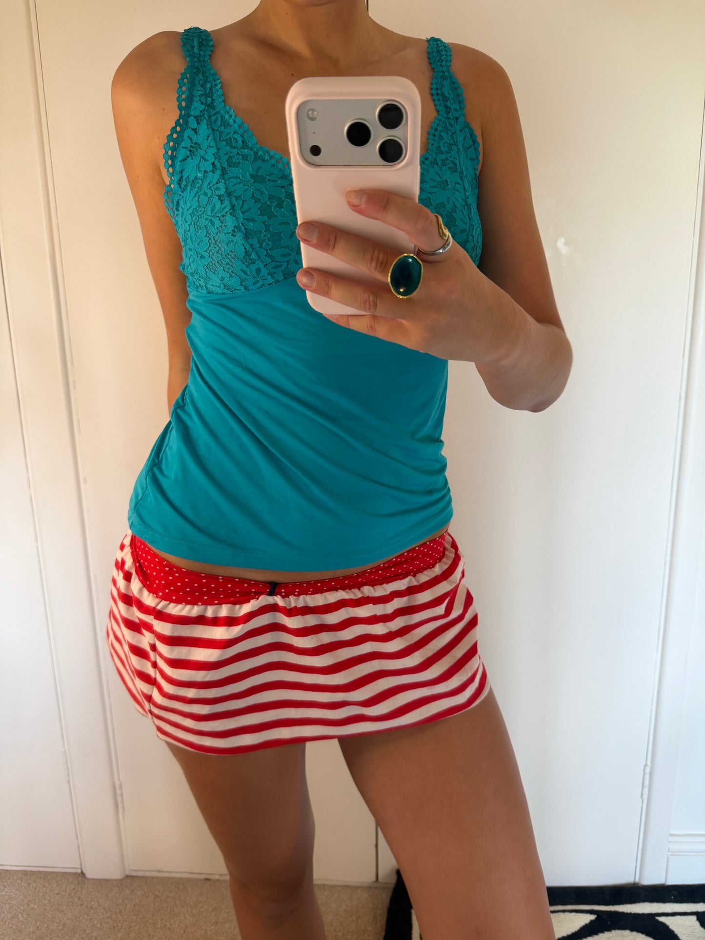 striped mini skirt