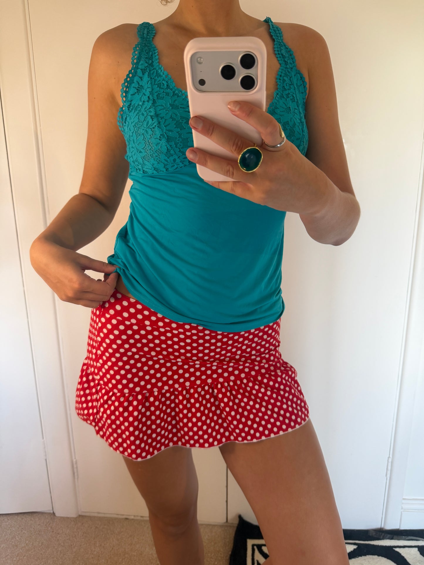polka dot mini skirt