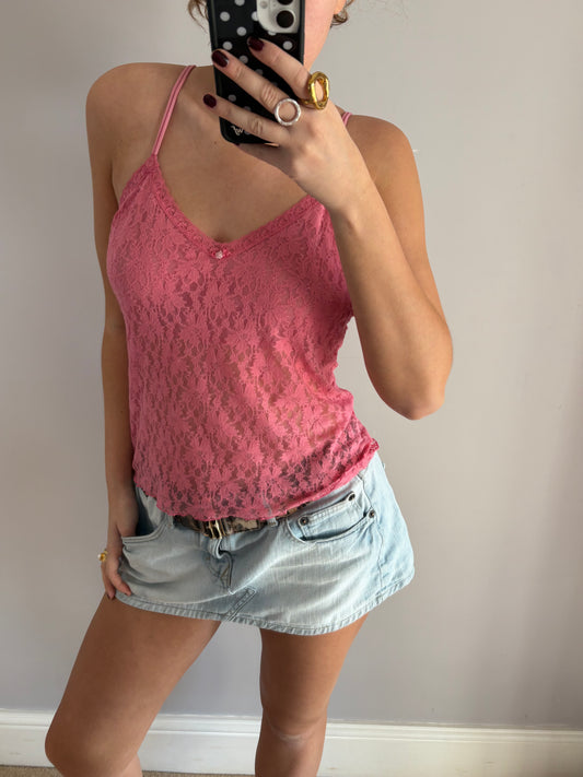 pink laced cami