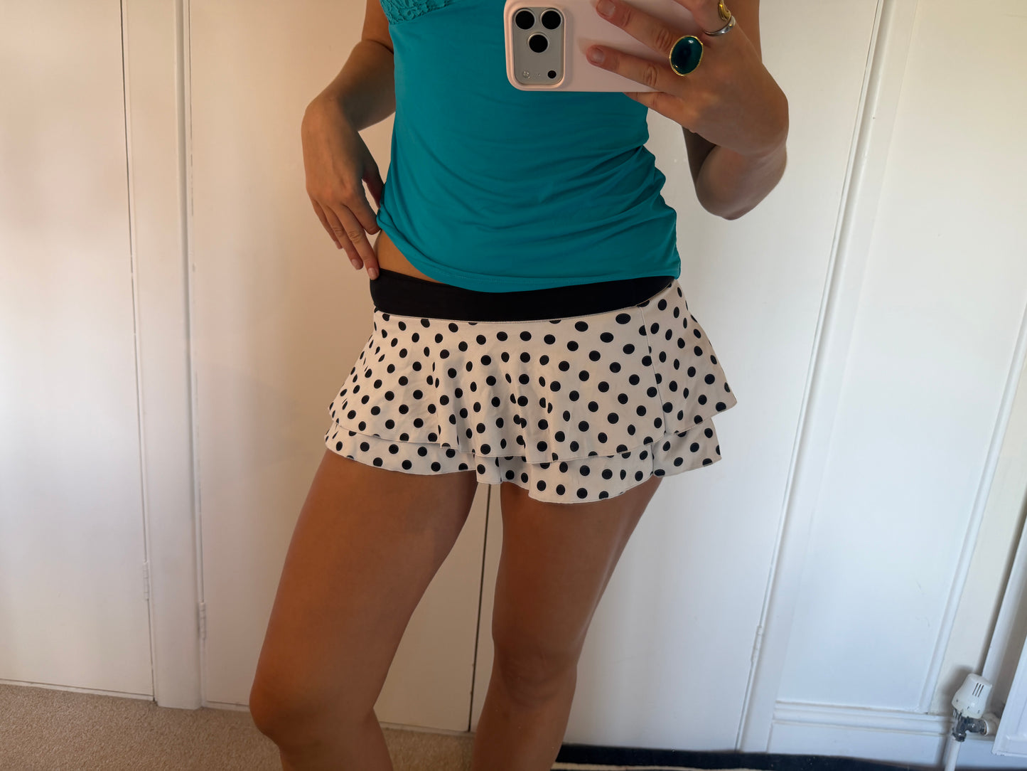 polka mini skirt