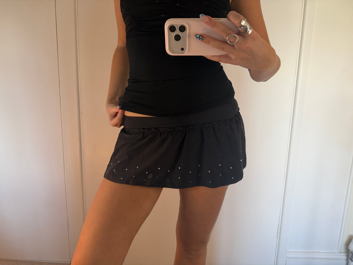 rhinestone mini skirt