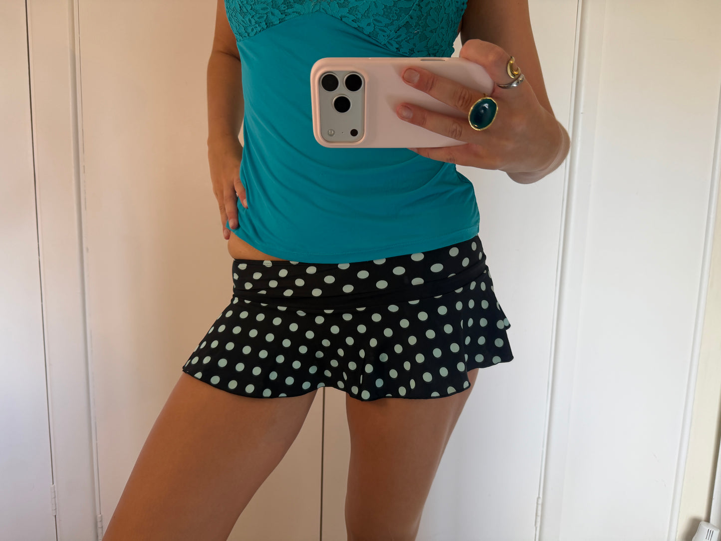 polka dot mini skirt