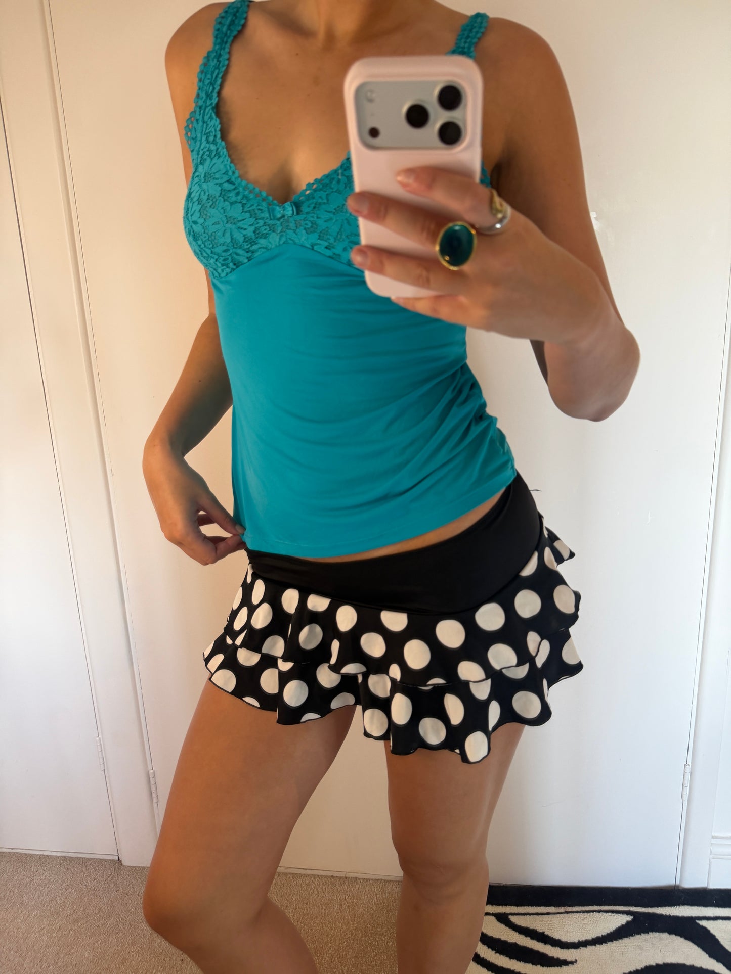polka mini skirt