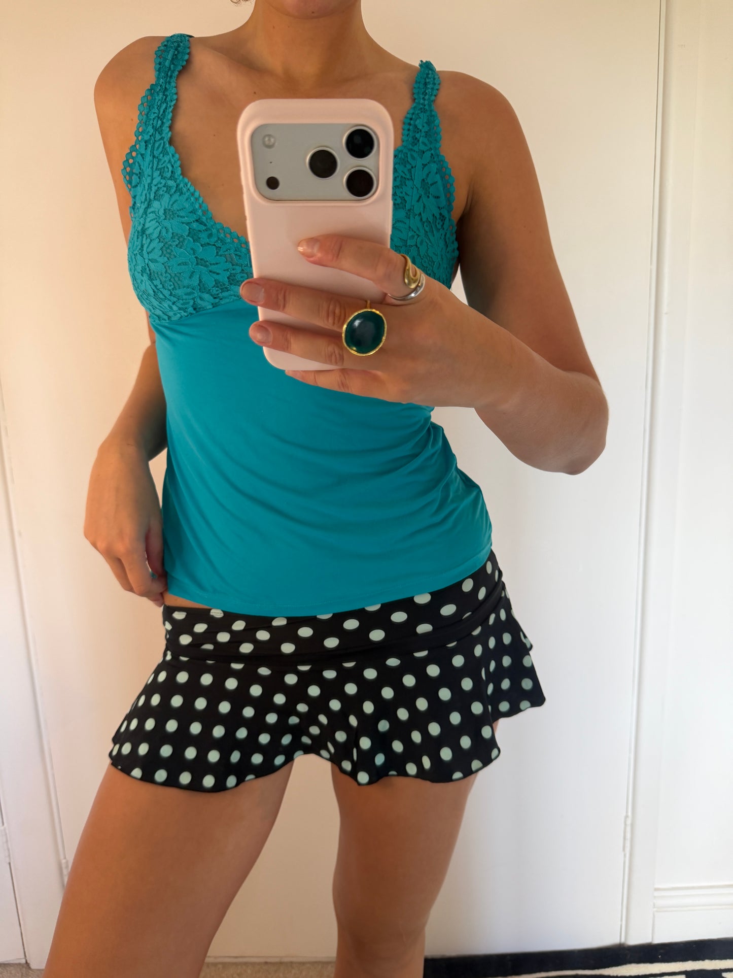 polka dot mini skirt