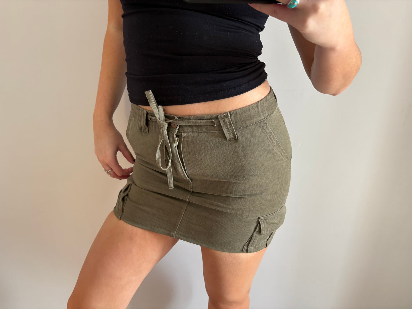 khaki mini skirt