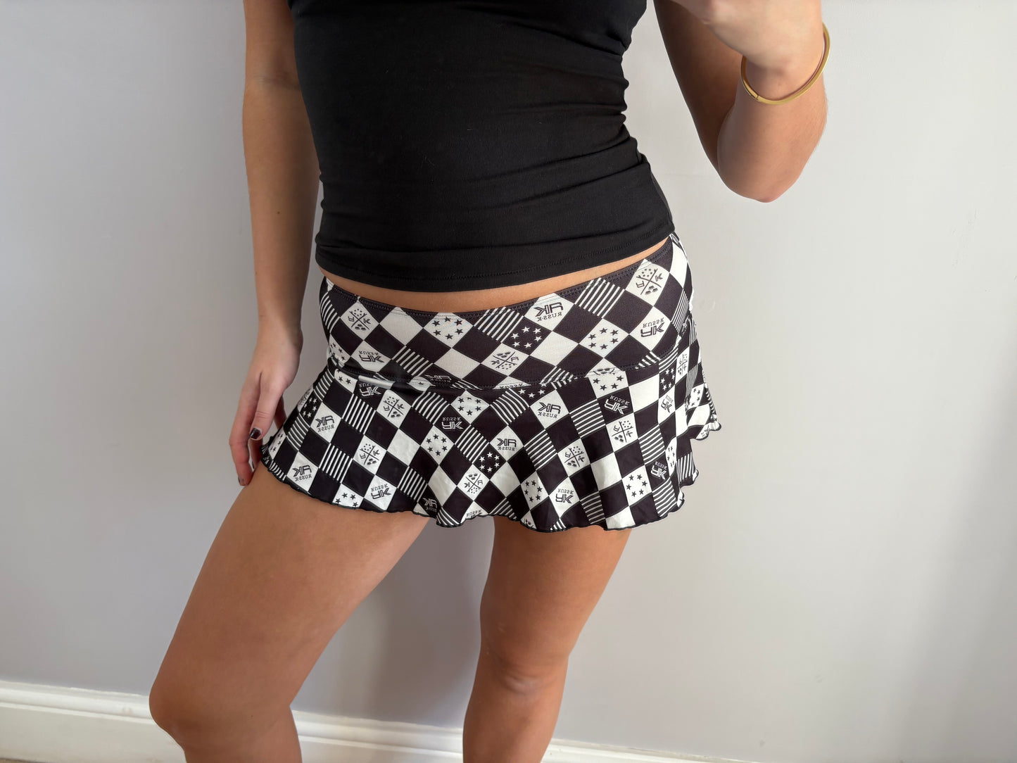 checkered mini skirt