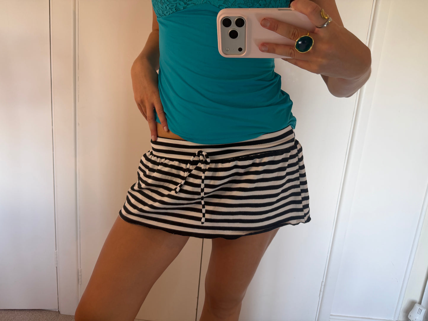 striped mini skirt