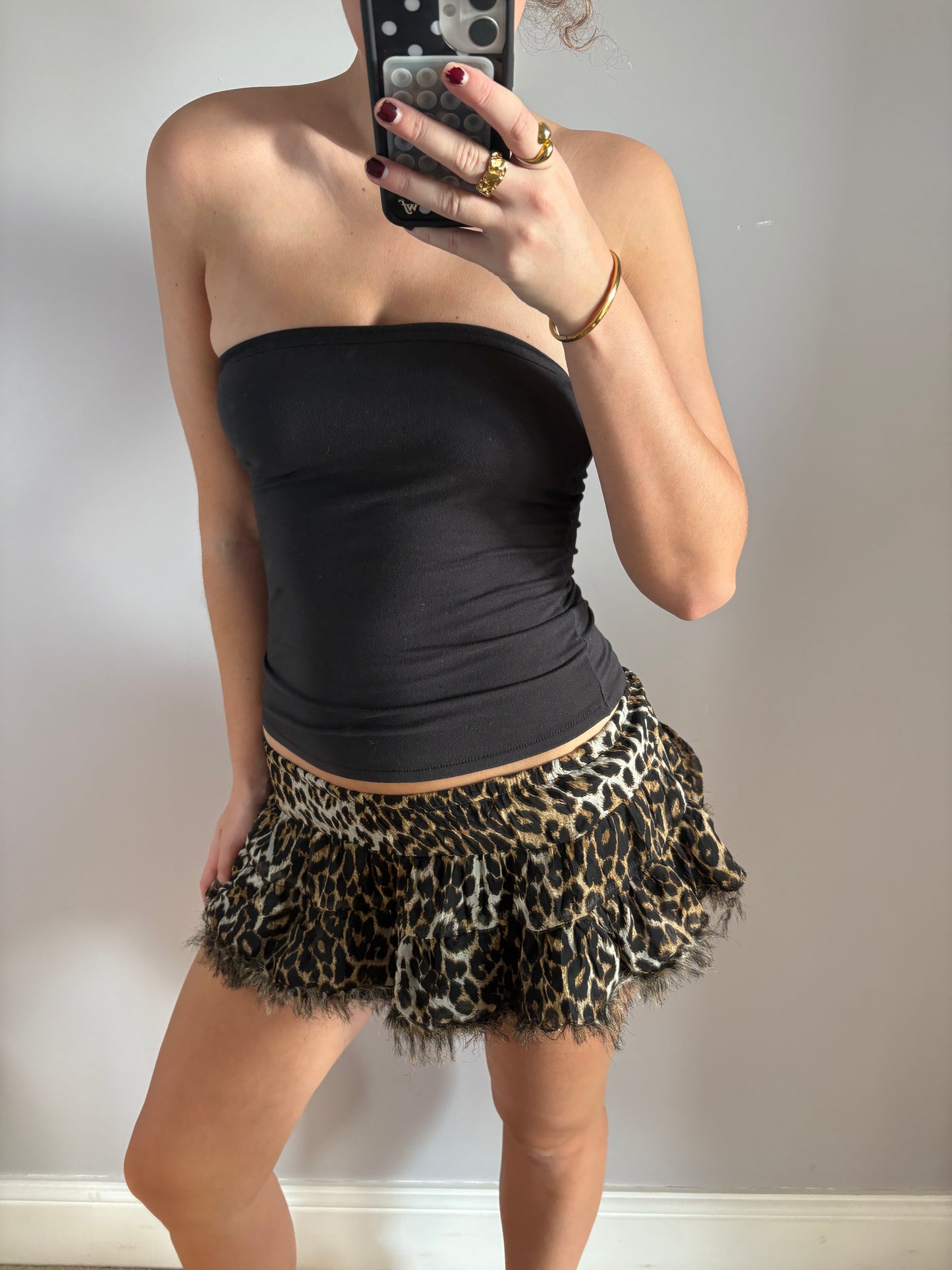 leopard mini skirt