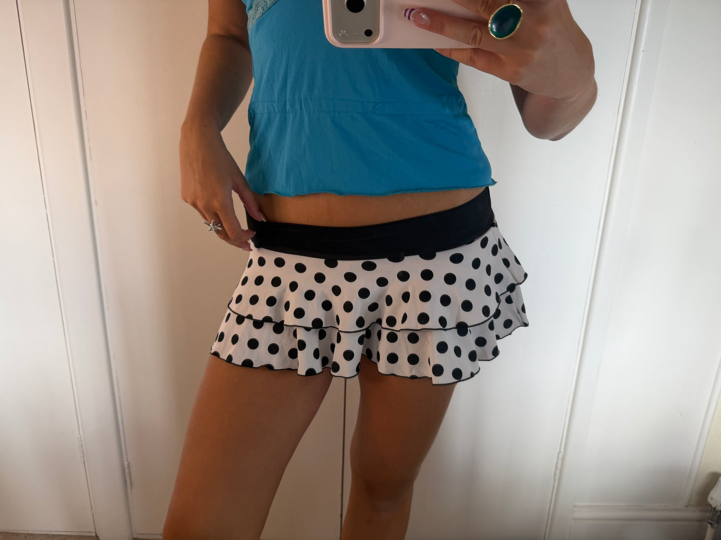 polka mini skirt