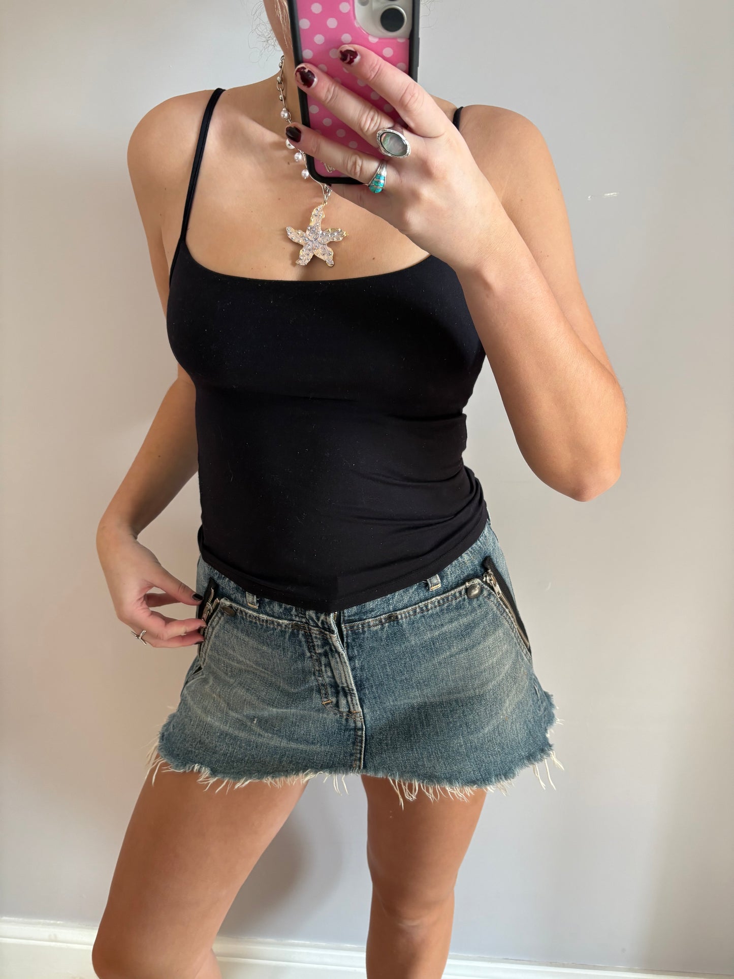denim mini skirt