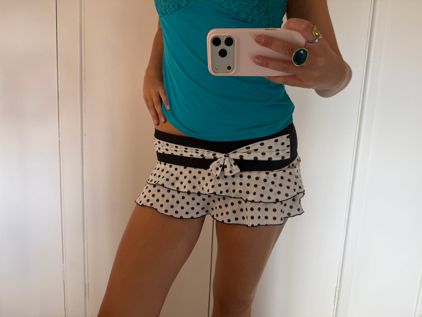 polka dot mini skirt