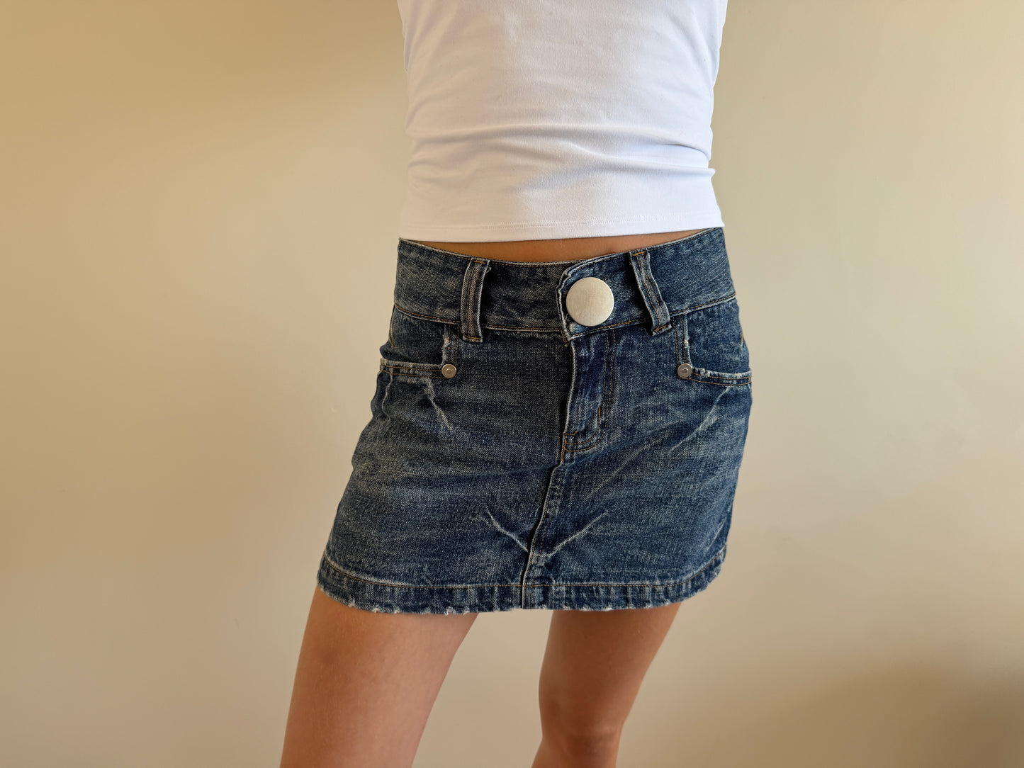 denim mini skirt