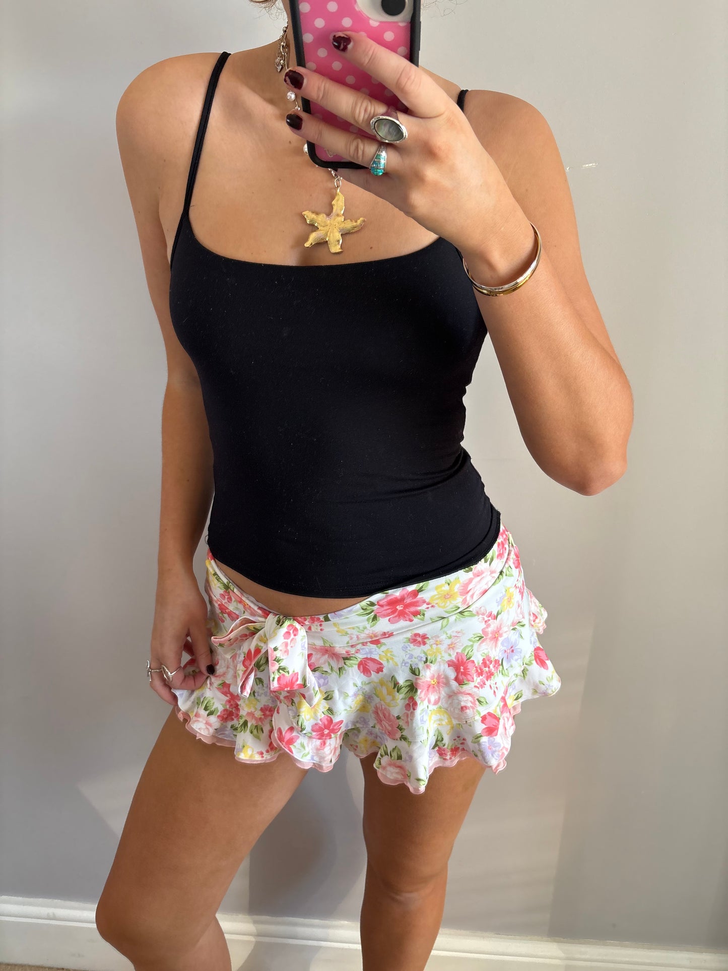flower mini skirt