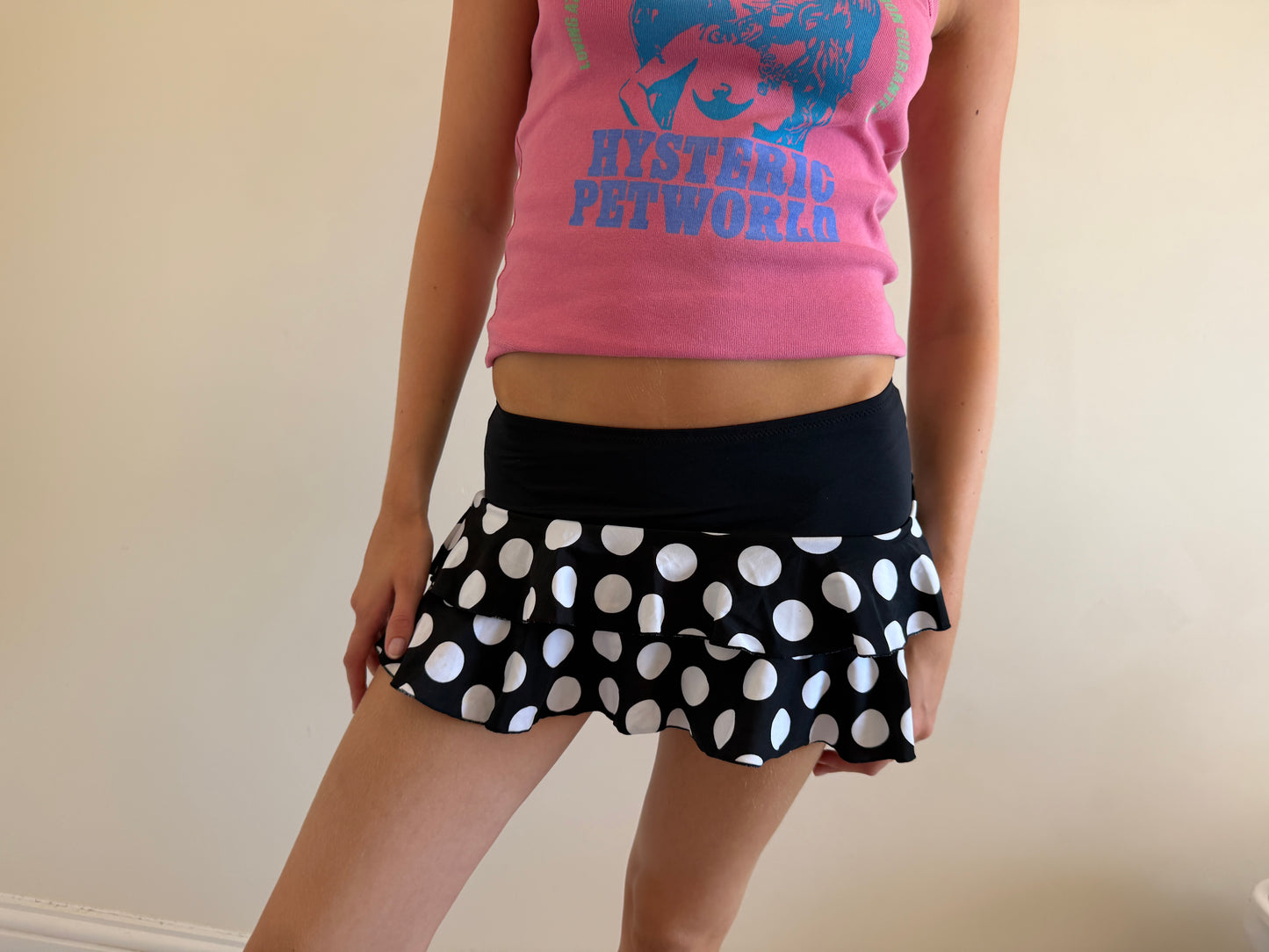 polka dot mini skirt