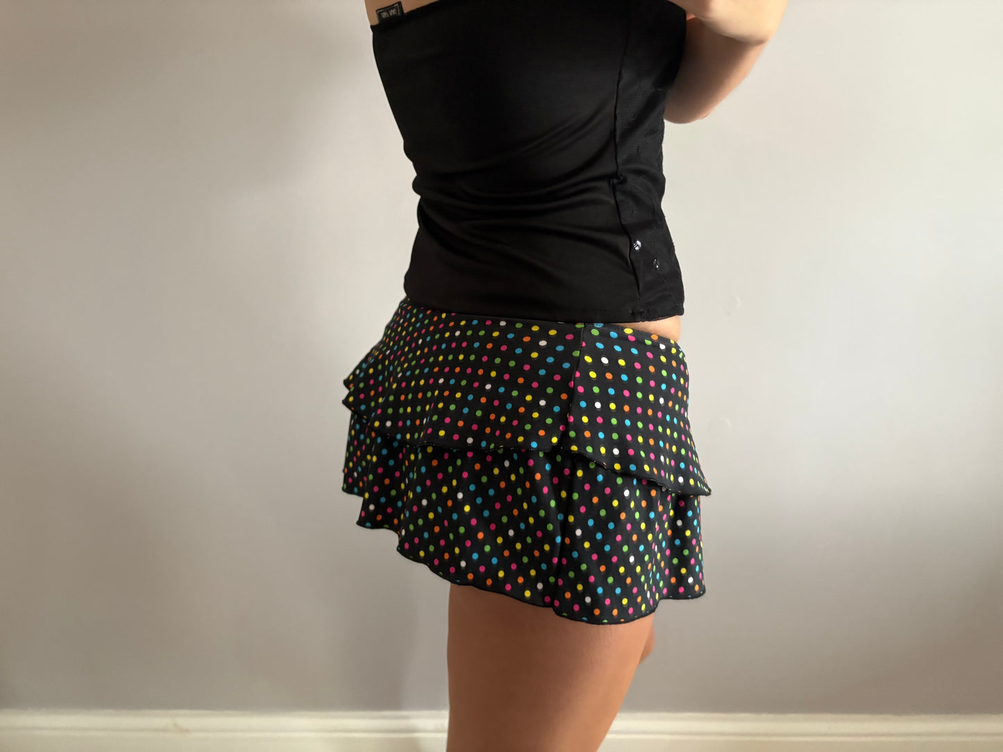 polka dot mini skirt