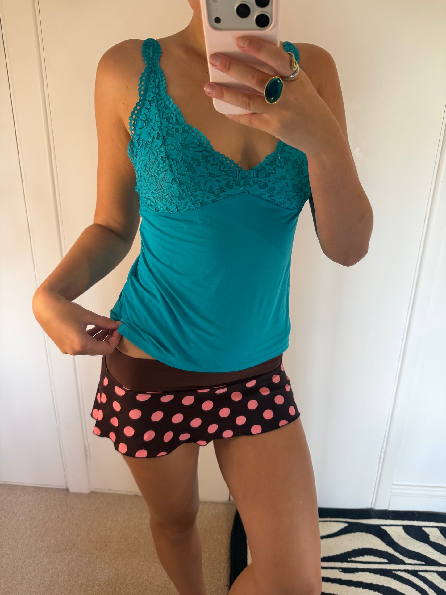 polka mini skirt