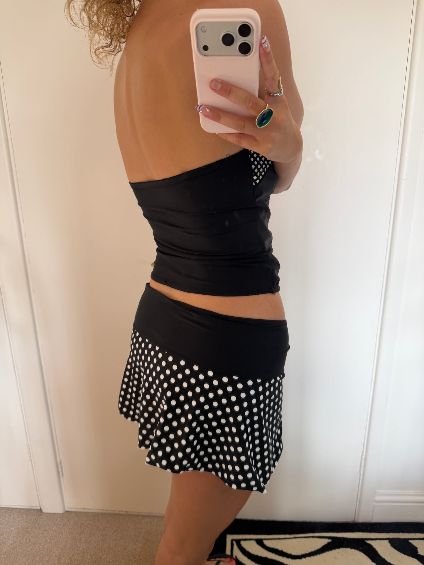 polka mini skirt
