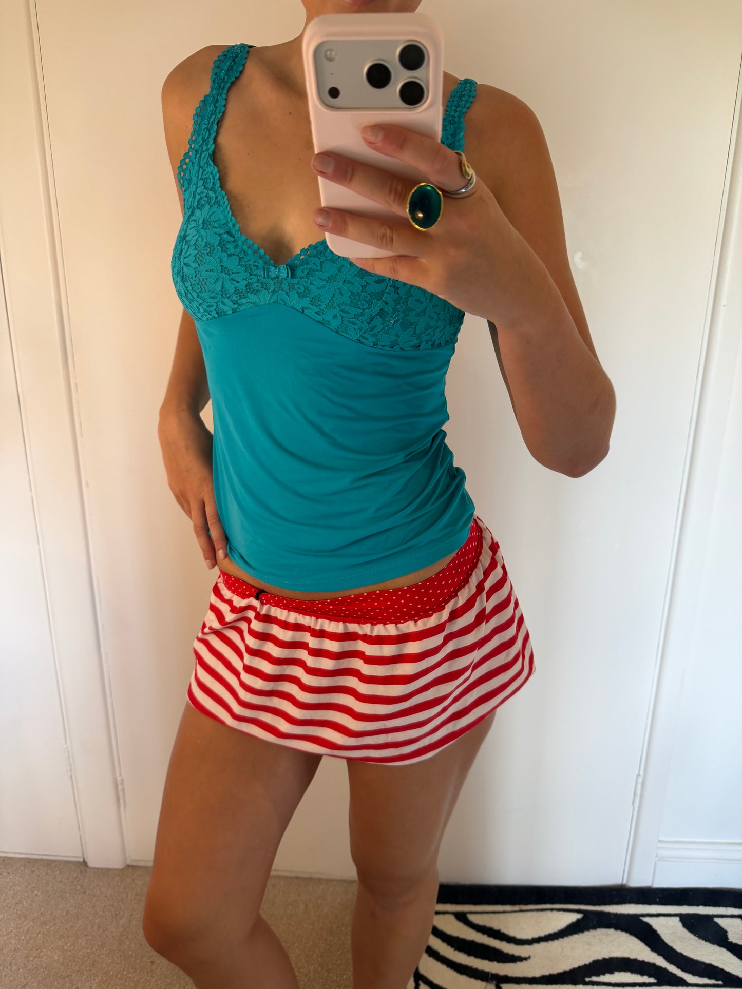 striped mini skirt