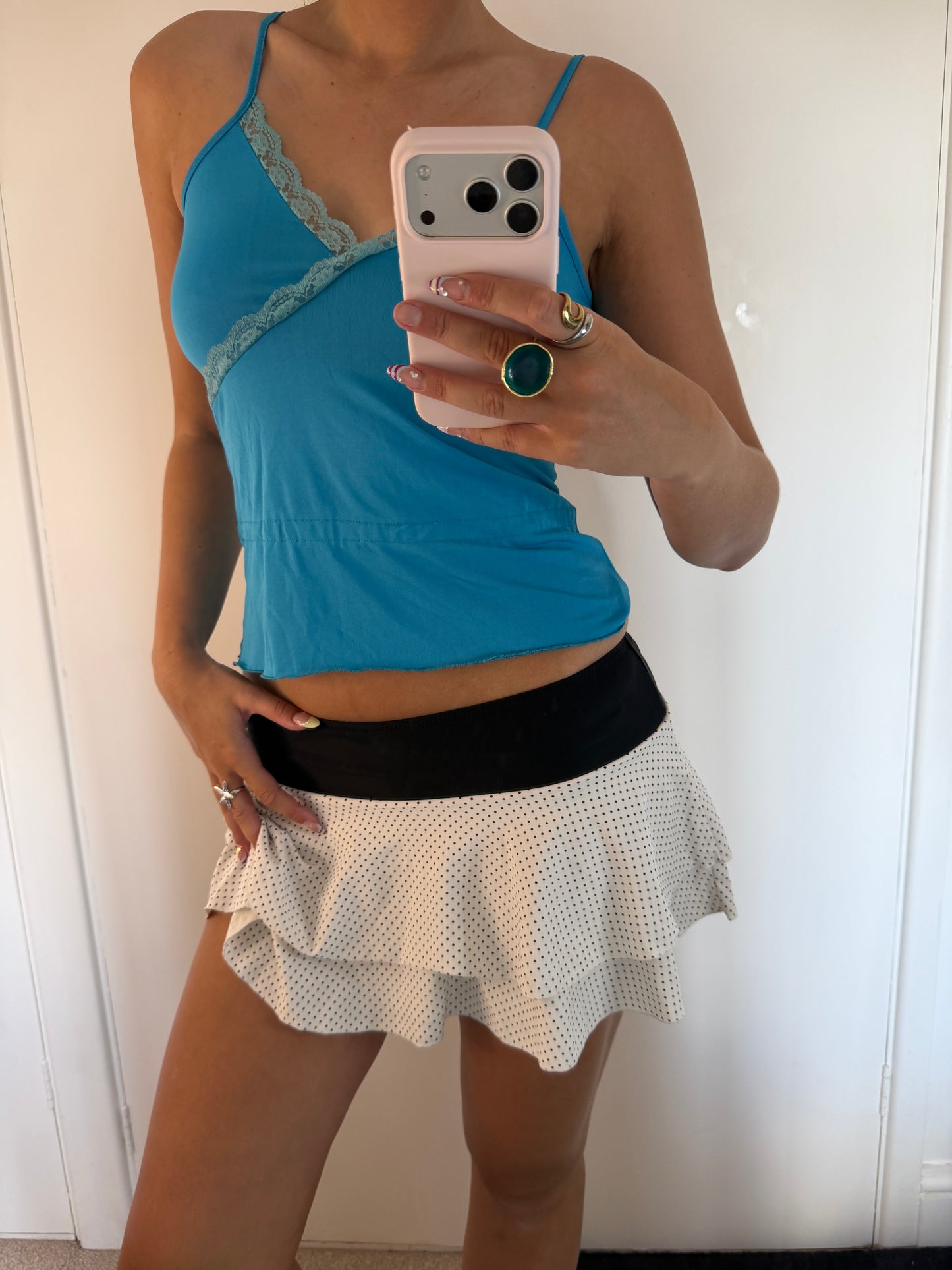 polka mini skirt